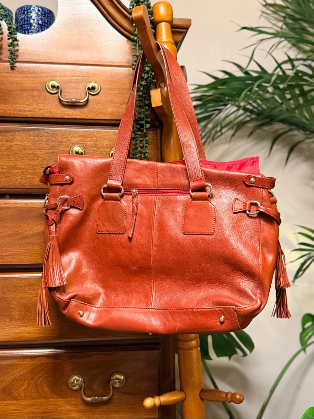 Vintage Wilson’s Leather Women's Red Leather Laptop Tote Bag - Travel / Office
